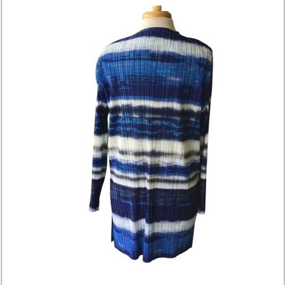 Chico’s Ocean Stripe Jacket Open Cardigan Blue Indigo Excellent Size 3 / XL - Picture 4 of 10